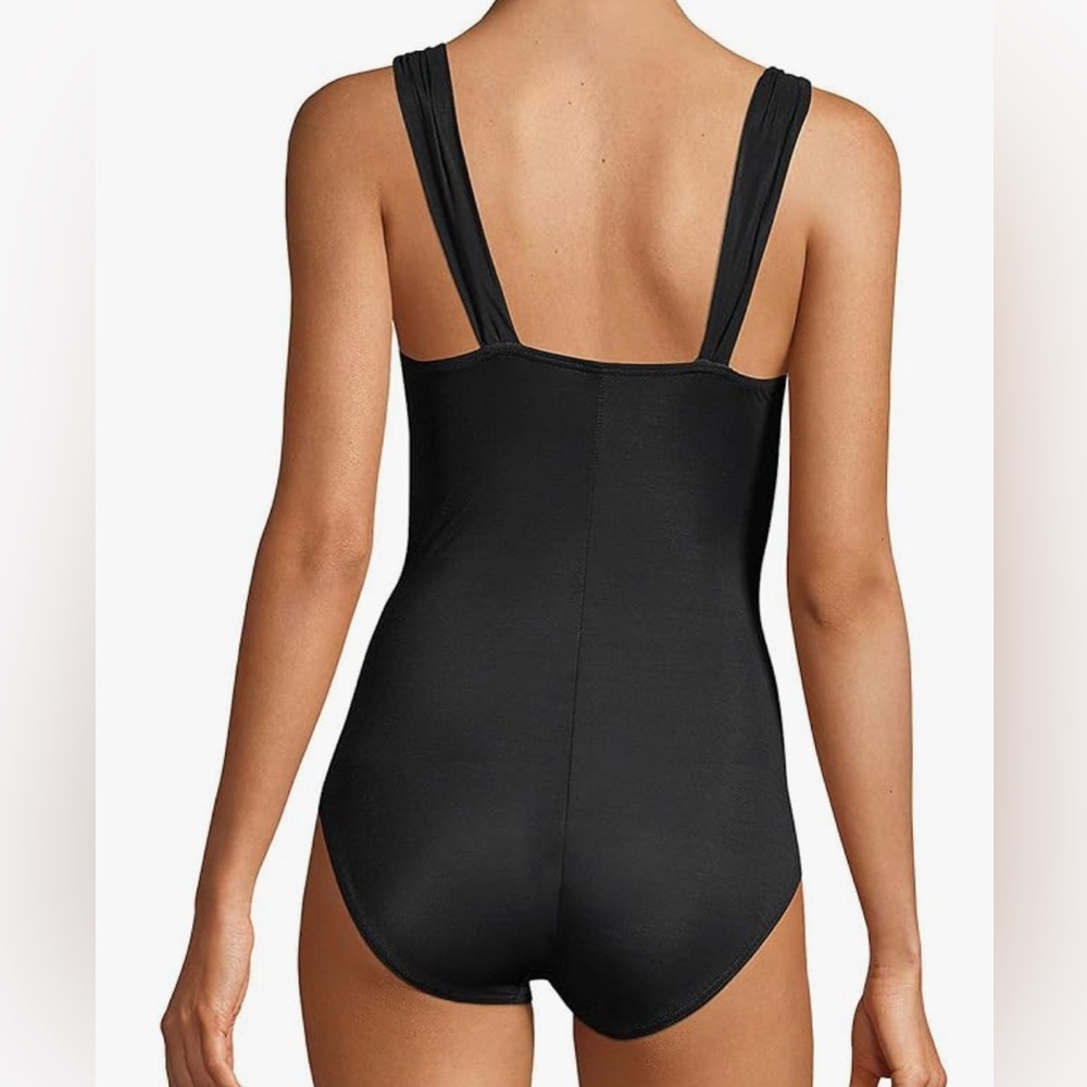 Lands' End Plus Size Slender Suit Grecian Low Leg One Piece Swimsuit sz 24W DDD - Picture 4 of 15